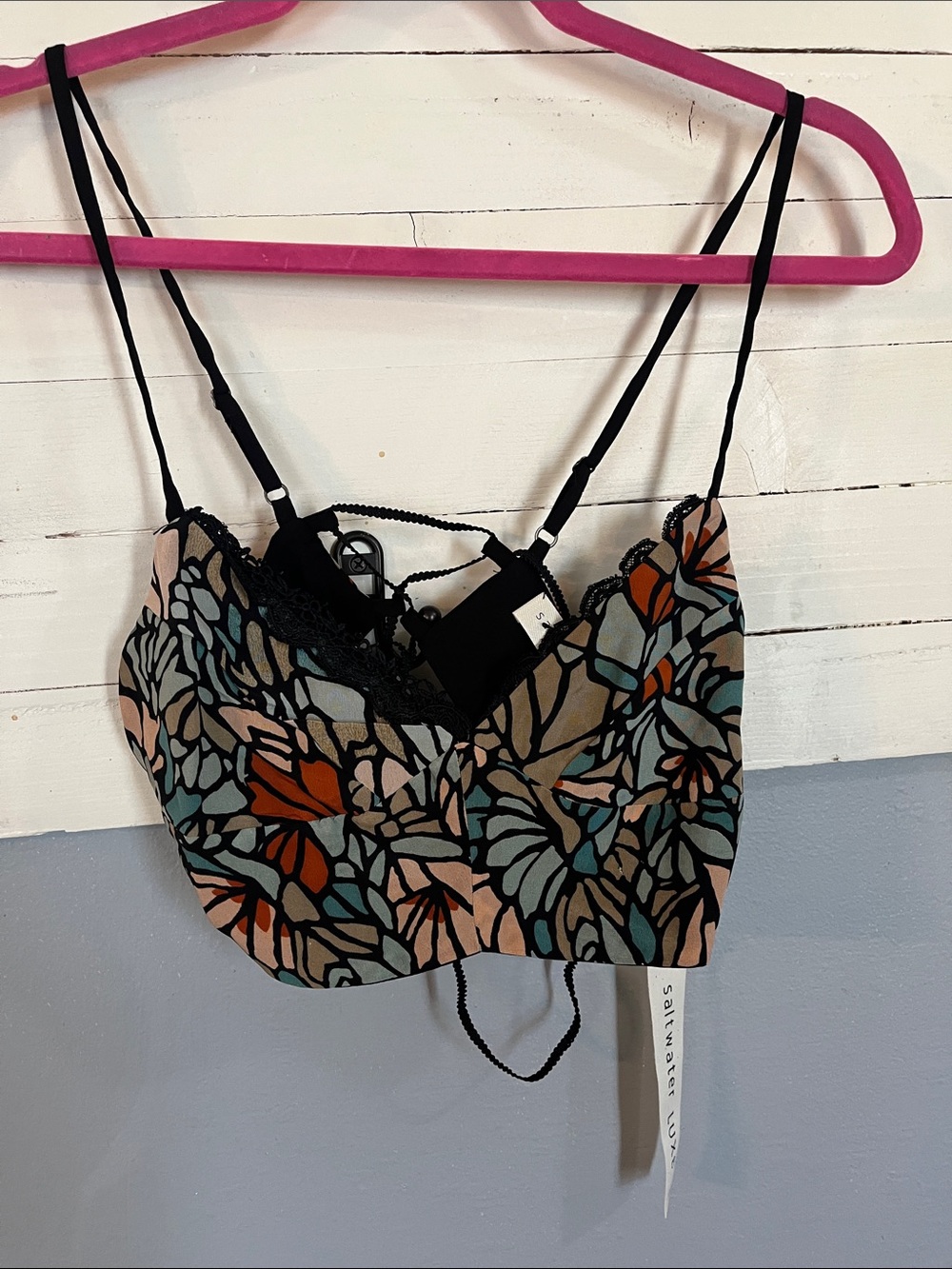 saltwater LUXE Black Bralette with lace up back
